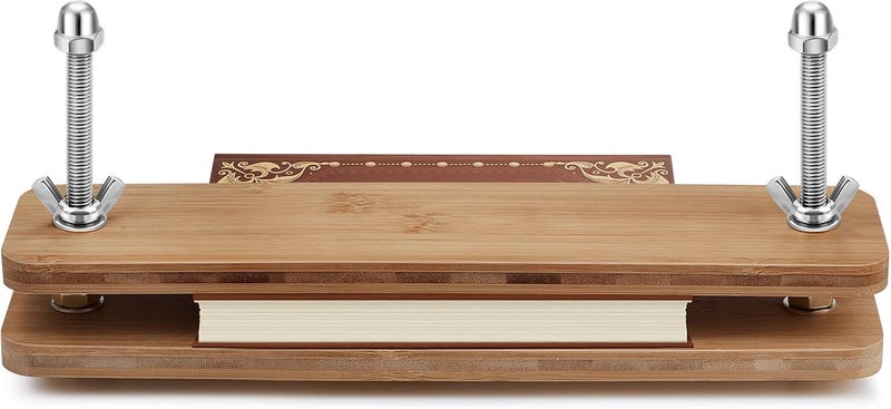 DoubleFill 1 Set Wooden and Bamboo Book Press Book Binding Tool Portable Book Binding Kits Bookbinding Supplies Book Press Bookbinding for DIY Book (12 Inch) - Image 1